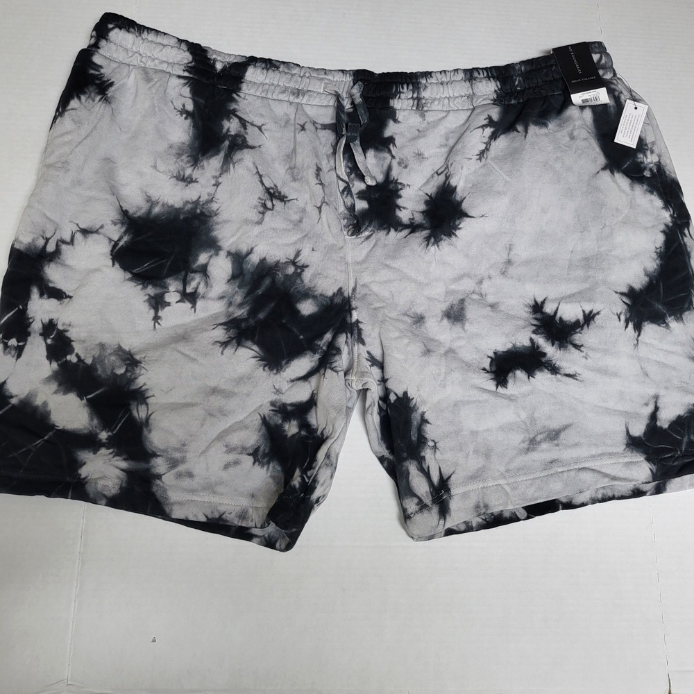 No Boundaries Mens 3x Fleece Jogger Shorts Tie Dye Grey Black Front Pockets Back